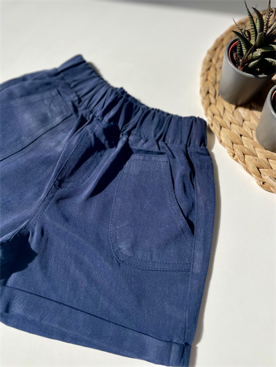 Tensel Kumaş Lacivert Kız Çocuk Şort