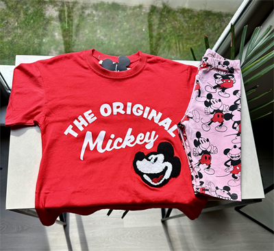 Kız Çocuk Mickey Baskılı Tişört ve Kısa Tayt Takım Kırmızı
