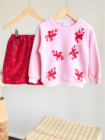 Unicorn Kurdele Aplikeli Pullu Etekli Takım – Pembe & Kırmızı, Kız Çocuk, 2–8 Yaş