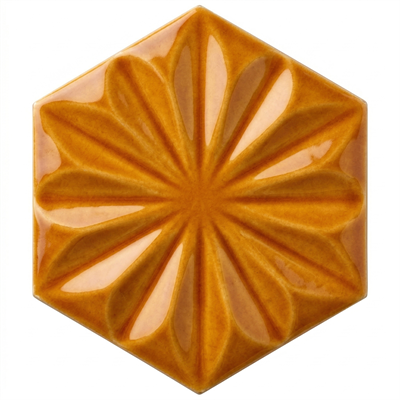 Armada Çini 15x17 Cm Çiçekli Karamel Altıgen Seramik