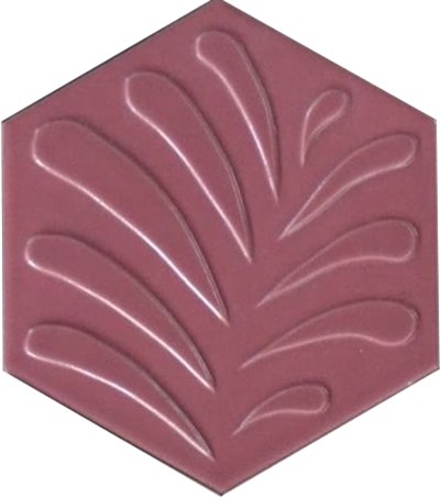 Armada Çini 15x17 Cm Yapraklı Koyu pembe Altıgen Çini Seramik 