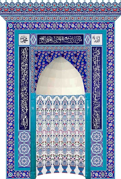 Armada Çini 180x290 KS-24 Çiçek Çinili Mescit Mihrap Cami Mihrapları