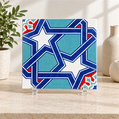 Armada Çini 20x20 Cm Ac 85 Geometrik İznik Desen Kütahya Çini Karo
