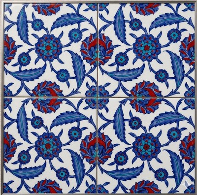 Armada Çini 20x20 Cm Ac 96 İznik Mavi Beyaz Kütahya Çini Karo