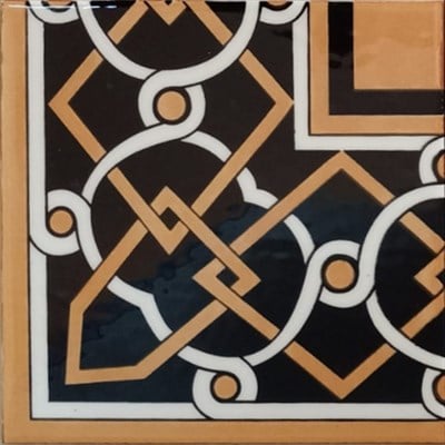 Armada Çini 20x20 cm KSK 77 Zincir Desenli İznik Çini Bordür Köşesi