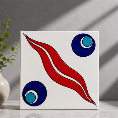 Armada Çini 20x20 Cm SP 14 Kütahya Çinisi İznik Desenli Çini Karo
