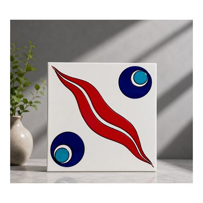 Armada Çini 20x20 Cm SP 14 Kütahya Çinisi İznik Desenli Çini Karo
