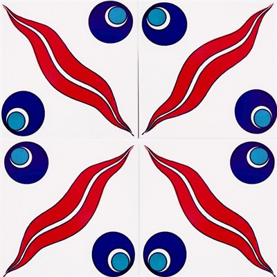 Armada Çini 20x20 Cm SP 14 Kütahya Çinisi İznik Desenli Çini Karo