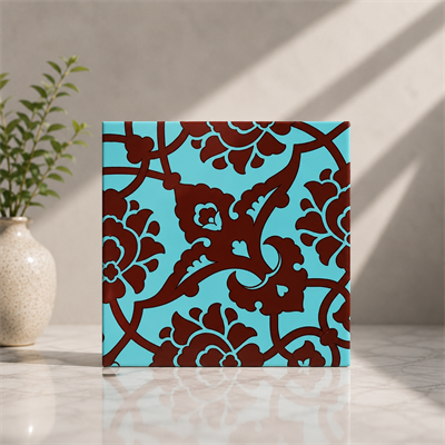 Armada Çini 20x20 Cm SP 83 Turkuaz Kahve Kütahya Çini Seramik Karo