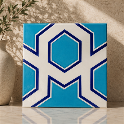 Armada Çini 20x20 Cm SP 98-v Yıldız Desenli Kütahya İznik Çini Karo