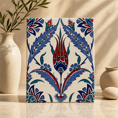 Armada Çini 20x25 Cm AC 1002 Kütahya Çinisi Lale Desenli Çini Karo