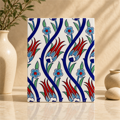 Armada Çini 20x25 Cm Ac 1020 Sarmaşık Laleli Desen Çini Seramik Karo