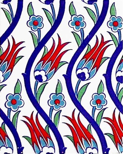 Armada Çini 20x25 Cm Ac 1020 Sarmaşık Laleli Desen Çini Seramik Karo