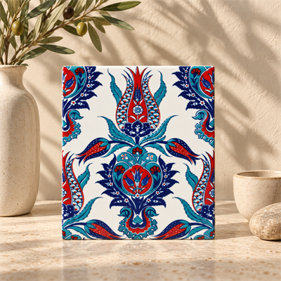 Armada Çini 20x25 Cm Ac 309 Tek Lale Desenli Kütahya Çini Karo