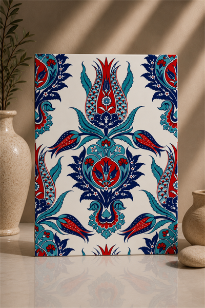 Armada Çini 20x25 Cm Ac 309 Tek Lale Desenli Kütahya Çini Karo
