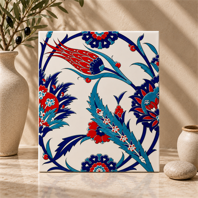 Armada Çini 20x25 Cm Ac 313 Lale Desenli Kütahya Çini Seramik Karo