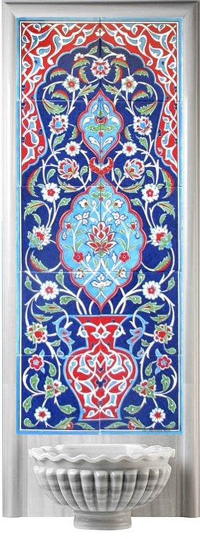 Armada Çini 40x100 Cm ED 704 Kobalt Saksılı Eldekoru Çini Pano