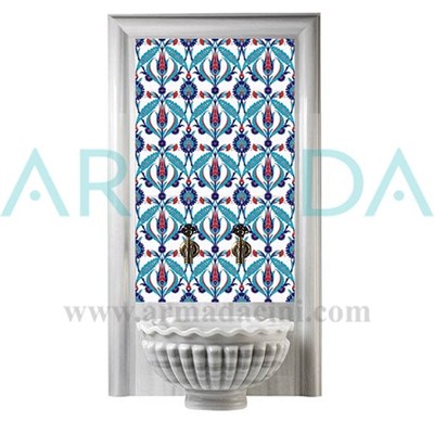 Armada Çini 60x100 Cm Ac 2 Kırmızı Lale Serigraf Türk Hamamı Pano