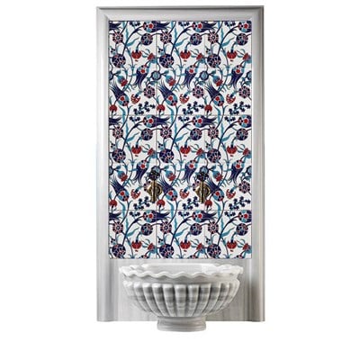 Armada Çini 60x100 Cm SP 105 Lale Karanfil Serigraf Türk Hamamı Pano