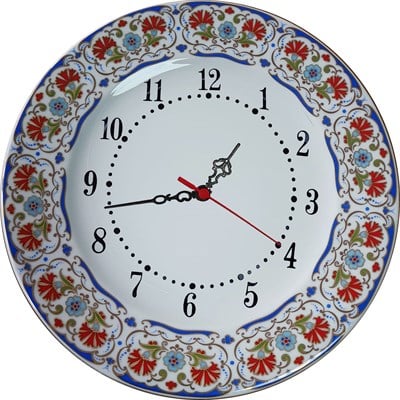 Armada Çini PRT 135 25 Cm Lacivert Altın Yaldızlı karanfil Desenli Porselen Çini saat