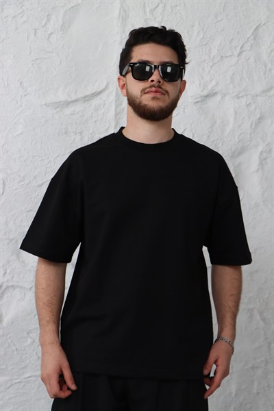 İki İplik Siyah Basic T-shirt