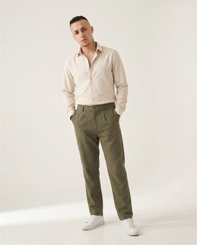Keten Plili Baggy Pantolon