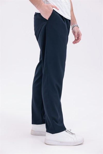Lacivert Plili Baggy Pantolon