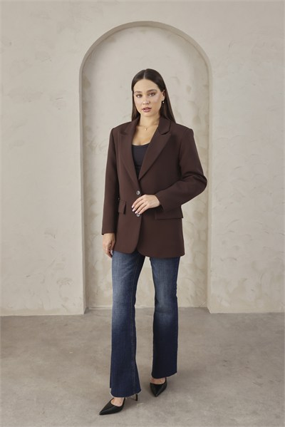 Kadın Oversize Kahverengi Blazer Ceket