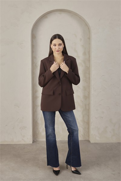 Kadın Oversize Kahverengi Blazer Ceket