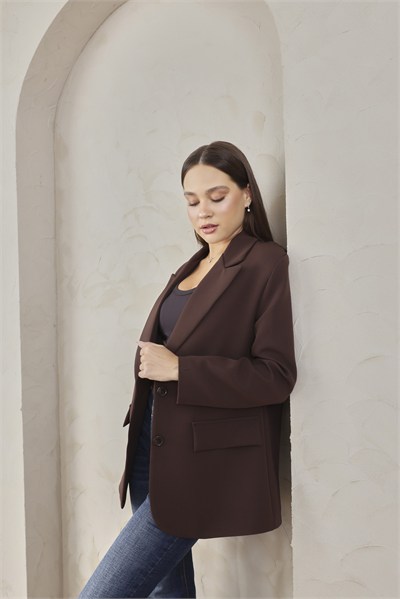 Kadın Oversize Kahverengi Blazer Ceket