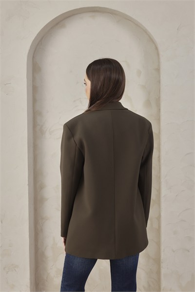 Kadın Oversize Koyu Yeşil Blazer Ceket