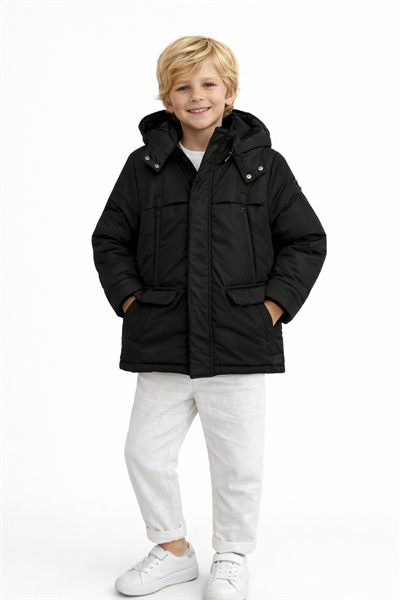 Çift cep kapşonlu kaban