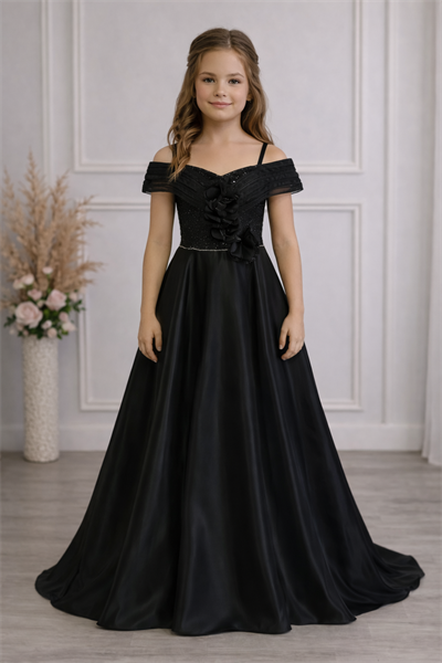 Gül Detaylı Uzun Abiye