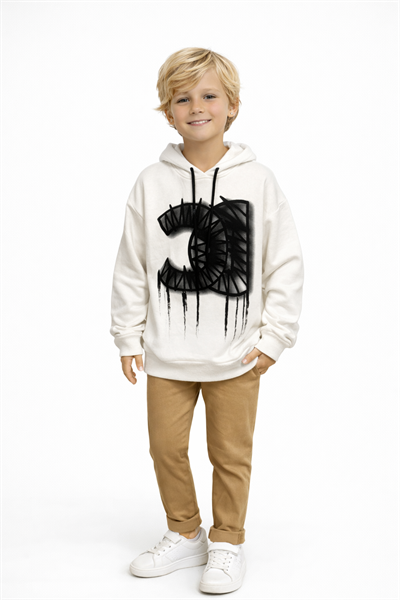 Kapşonlu Baskılı Sweat