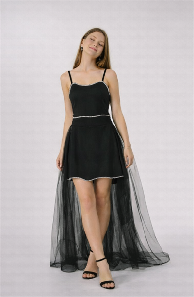 Krep Kumaş Kuyruklu Abiye