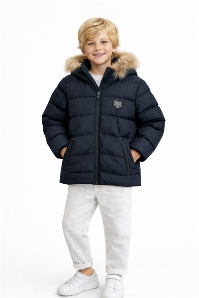 Natural kürklü mont