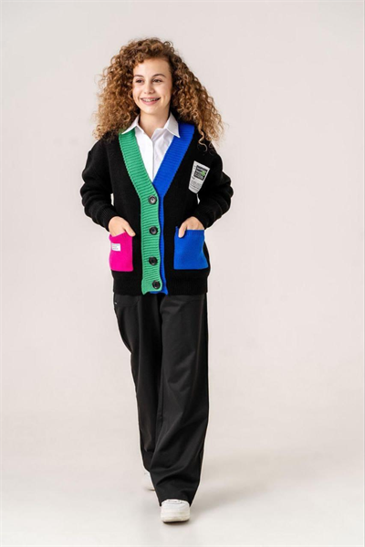 Renk Detaylı Triko Hırka