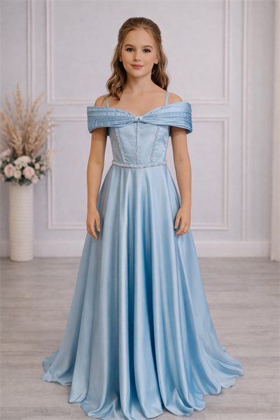 Taş Detaylı Uzun Abiye