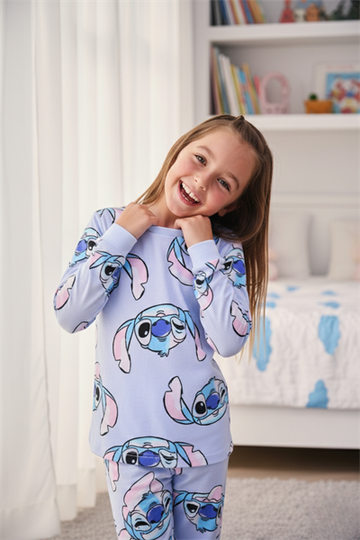 %100 Pamuk Mavi Çizgi Filmli Kız Çocuk Pijama Takımı