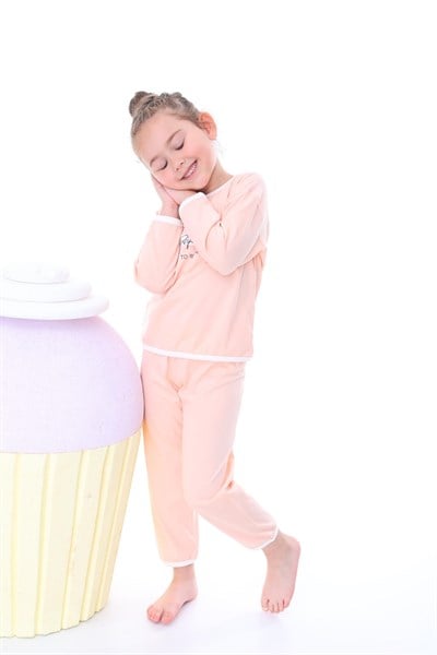 %100 Pamuk Süprem Penye Kumaş Uzun Kollu Kız Çocuk Pijama Takımı (3,4,5,6,7,8 YAŞ)