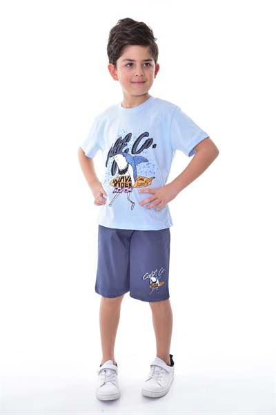 %100 Pamuk Yazlık Şort Ve T-shirt Erkek Çocuk Şortlu Alt Üst Takım (3,4,5,6,7,8,9,10,11,12 YAŞ)