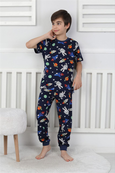 Erkek Çocuk Oyun Konsolu Desenli Kısa Kollu Yazlık Pijama Takımı %100 Pamuk Süprem Penye