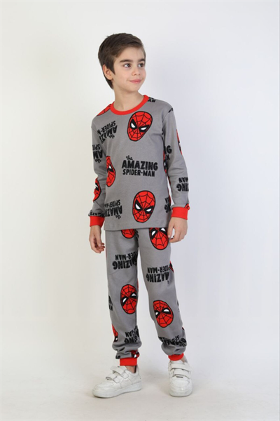 Erkek Çocuk Uzun Kollu %100 Pamuk Interlok Kumaş Manşetli Pijama Takımı