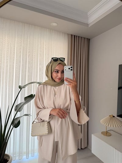 3'Lü Kimono Takım Krem