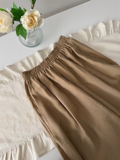 Keten Karışımlı Pantolon Haki