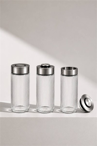 3lü Premium Airtight Diamond Cam Saklama Kavanozu Seti 1350 cc