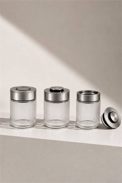3lü Premium Airtight Diamond Cam Saklama Kavanozu Seti 650 cc