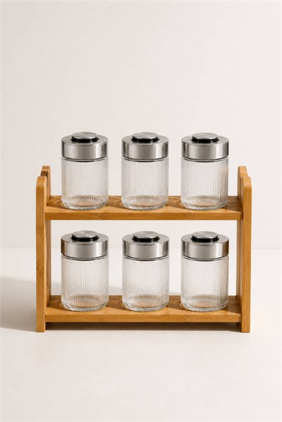 6lı Premium Airtight Diamond Cam Saklama Kavanozu Seti 650 cc