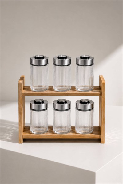6lı Premium Airtight Diamond Cam Saklama Kavanozu Seti 1000 cc