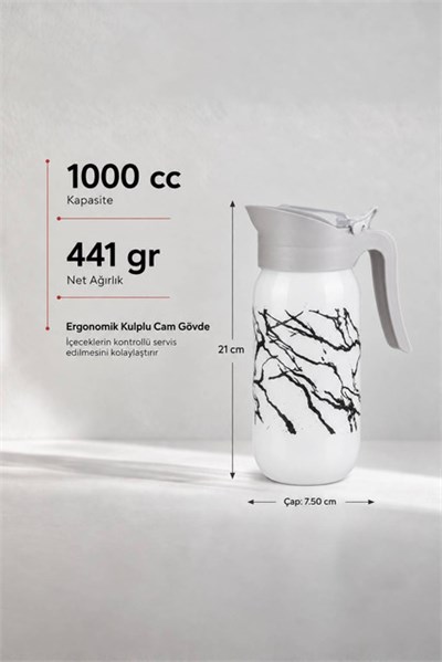 Çok Amaçlı Kulplu Cam Sürahi 1000 cc